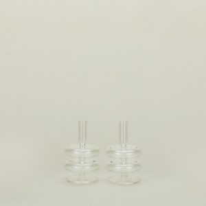 Disk Candle Holder, Set of 2 - Clear
