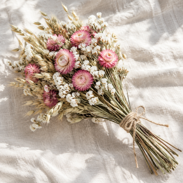 Dried Floral Bouquet - Pink Strawflower