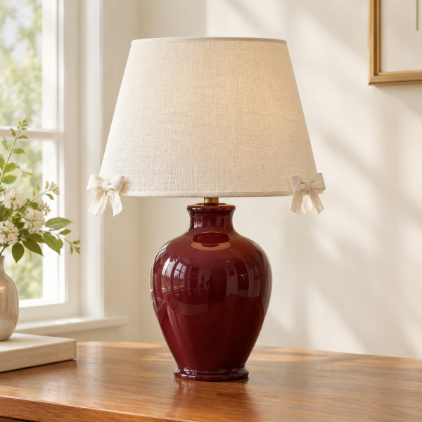 Burgundy Bows Table Lamp