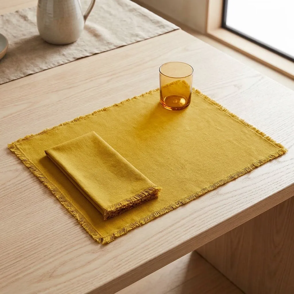 Essential Cotton Placemat, Set of 4 - Mustard - Image 5
