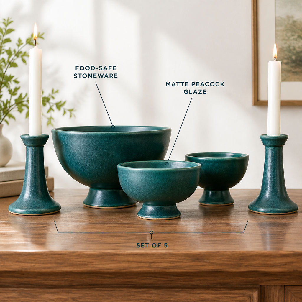 Essential Footed Bowl Decor Bundle - Peacock - Image 2