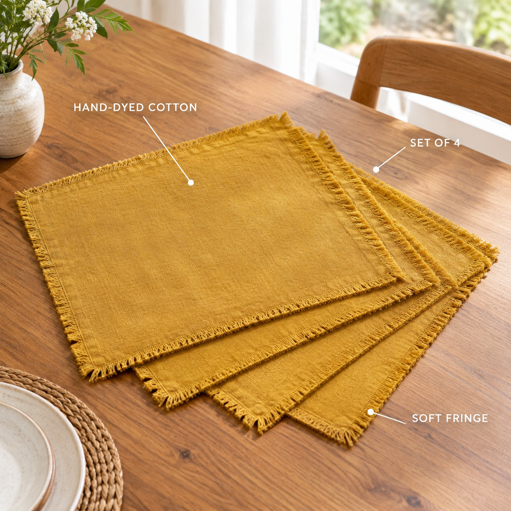 Essential Cotton Placemat, Set of 4 - Mustard - Image 2
